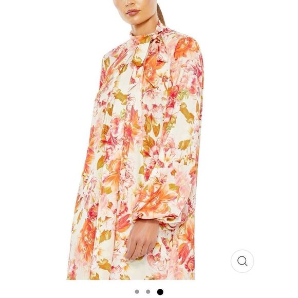 NEW Mac Duggal  leena floral print high neck women’s flowy mini dress size 4 - Picture 3 of 14